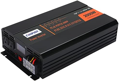 CHGAOY 2000W Power Inverter Pure Sine Wave Inverter DC 12V to 120V AC Car Inverter with LCD Digital Display Remote Control USB