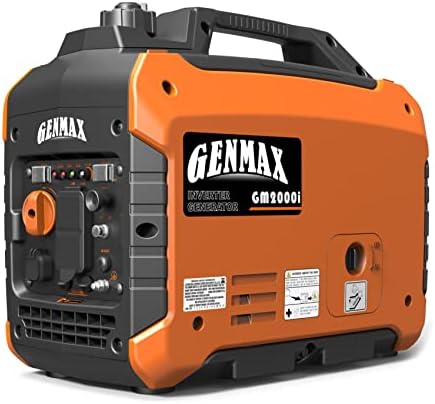 GENMAX Portable Inverter Generator, 2000W Ultra Quiet Gas Engine, EPA Compliant, Eco Mode Function, Ultra Light, Suitable for Backup Home and Camping(GM2000i)
